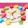Jucarie 3 in 1 Ceas, Puzzle si Joc de snuruit din lemn