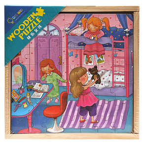 Puzzle 3 in 1 din lemn in cutie cu tematica – Joaca fetitei