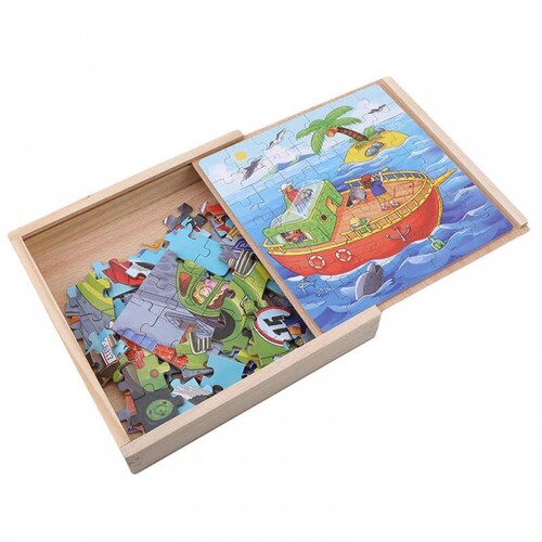 Puzzle 3 in 1 din lemn in cutie cu tematica – Vehicule