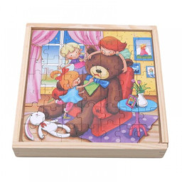 Puzzle 3 in 1 din lemn in cutie cu tematica – Joaca fetitei