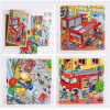 Puzzle 3 in 1 din lemn in cutie cu tematica – Pompieri