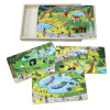 Puzzle 4 in 1 din lemn in cutie cu tematica – Animale de la Zoo