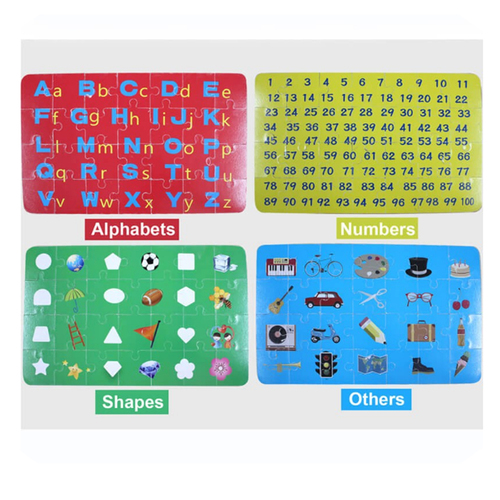 Puzzle 4 in 1 din lemn in cutie cu tematica – Vehicule santier