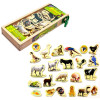 Set 23 de piese din lemn ilustrate cu animale