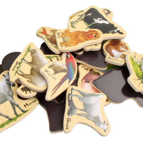 Set 23 de piese din lemn ilustrate cu animale