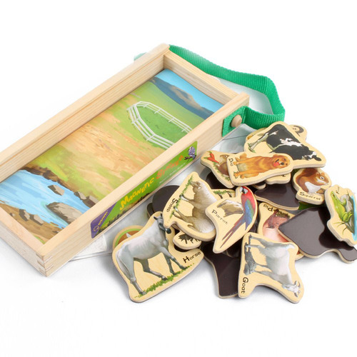 Set 23 de piese din lemn ilustrate cu animale