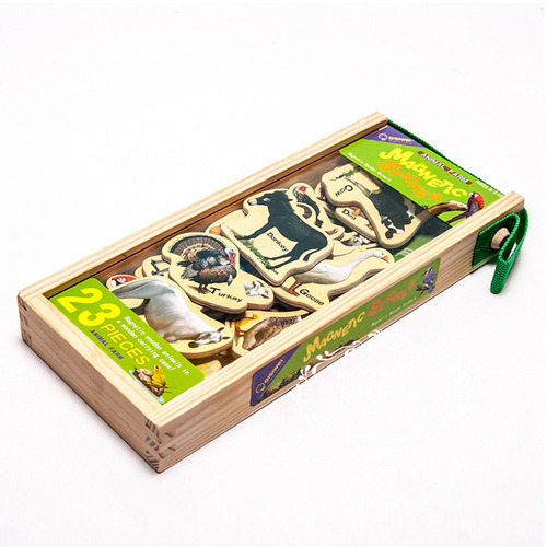 Set 23 de piese din lemn ilustrate cu animale