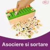 Joc Montessori RCO in limba romana/engleza, de clasificare, sortare si asociere, 88 piese, din lemn