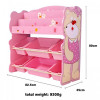 Organizator jucarii din lemn cu raft pentru carti si cutii de depozitare Onshine, Ursulet Roz