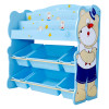 Organizator jucarii din lemn cu raft pentru carti si cutii de depozitare Onshine, Ursulet Albastru