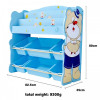 Organizator jucarii din lemn cu raft pentru carti si cutii de depozitare Onshine, Ursulet Albastru