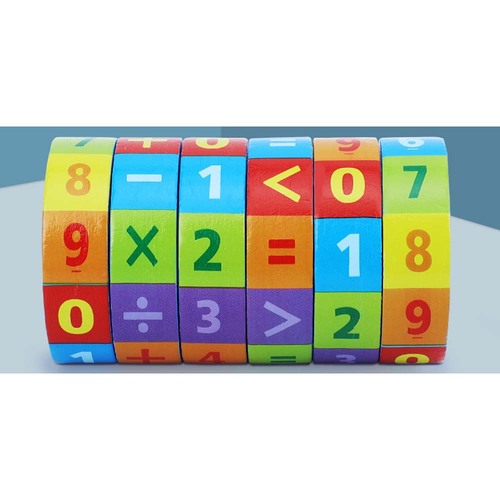 Joc educativ cilindru aritmetic din lemn – operatiuni matematice