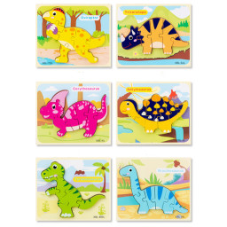 Puzzle din lemn 3D dinozaur Ankylosaurus cu 6 piese, 18x 15 cm