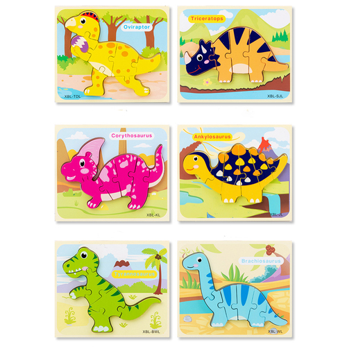 Puzzle din lemn 3D dinozaur Corythosaurus cu 7 piese, 15x 15 cm