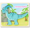Puzzle din lemn 3D dinozaur Parasaurolophus cu 7 piese, 18x 15 cm