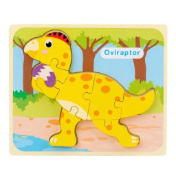Puzzle din lemn 3D dinozaur Oviraptor cu 7 piese, 18x 15 cm
