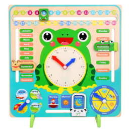 Jucarie Calendar si Ceas din lemn in Limba Engleza