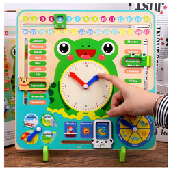 Jucarie Calendar si Ceas din lemn in Limba Engleza