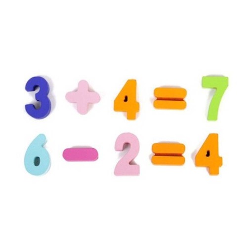 Puzzle din lemn, 3D cu cifre, simboluri matematice si forme geometrice, 30 X 22.5cm