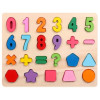 Puzzle din lemn, 3D cu cifre, simboluri matematice si forme geometrice, 30 X 22.5cm