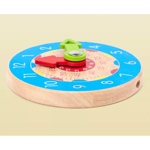 Jucarie educativa din lemn, Ceas Mini pentru copii, diametru 12cm