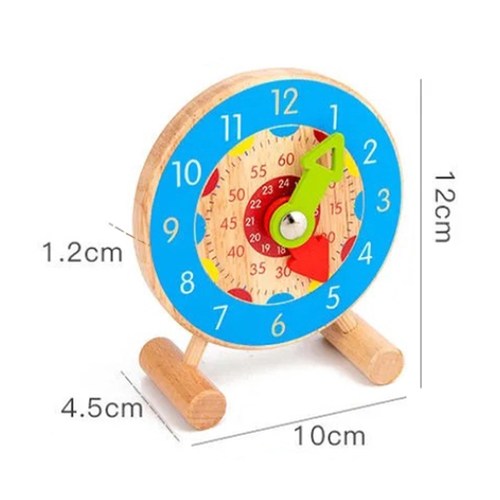 Jucarie educativa din lemn, Ceas Mini pentru copii, diametru 12cm