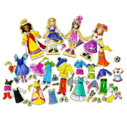 Set puzzle magnetic, Imbraca fetitele, 67 piese