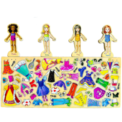 Set puzzle magnetic, Imbraca fetitele, 67 piese