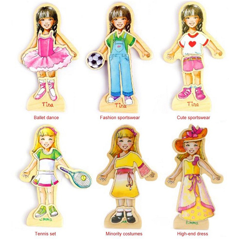 Set puzzle magnetic, Imbraca fetitele, 67 piese