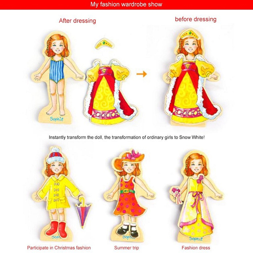 Set puzzle magnetic, Imbraca fetitele, 67 piese