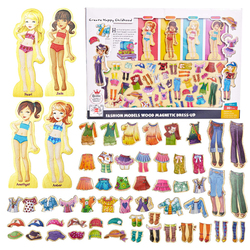 Set puzzle magnetic imbraca fetitele, 63 piese