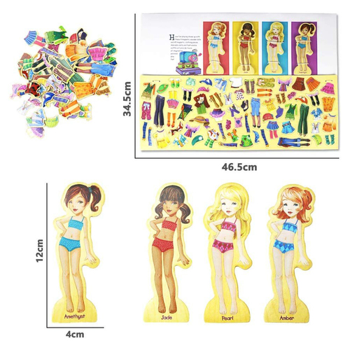 Set puzzle magnetic imbraca fetitele, 63 piese