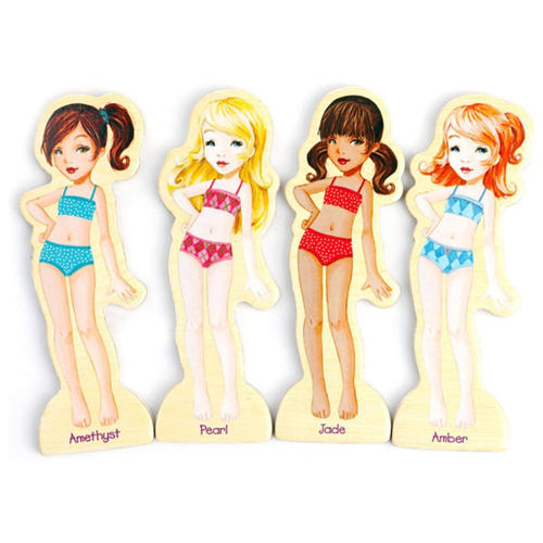 Set puzzle magnetic imbraca fetitele, 63 piese