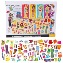 Set puzzle magnetic imbraca fetitele, 63 piese