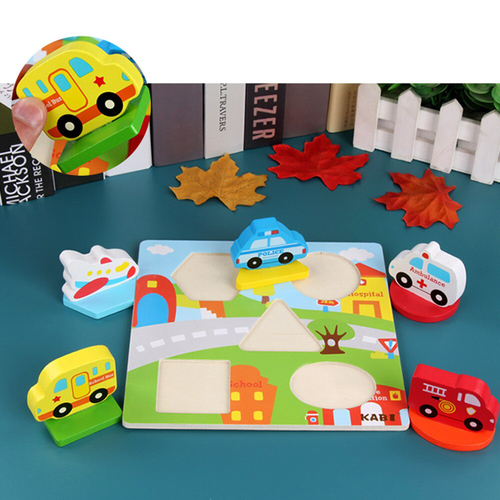 Puzzle din lemn 3D incastru cu vehicule de transport