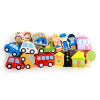 Joc de insiruit din lemn cu masini si mijloace de transport