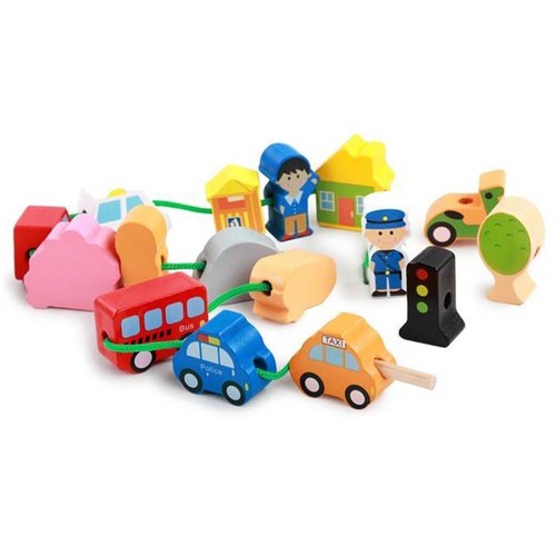 Joc de insiruit din lemn cu masini si mijloace de transport