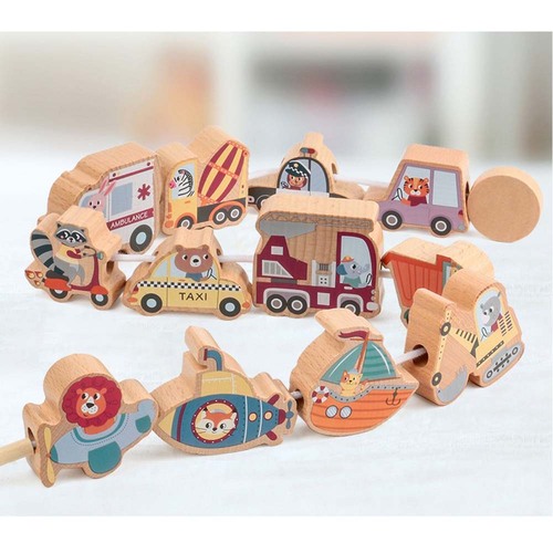 Joc Montessori de snuruit, Vehicule de transport, 12 piese