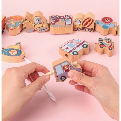 Joc Montessori de snuruit, Vehicule de transport, 12 piese