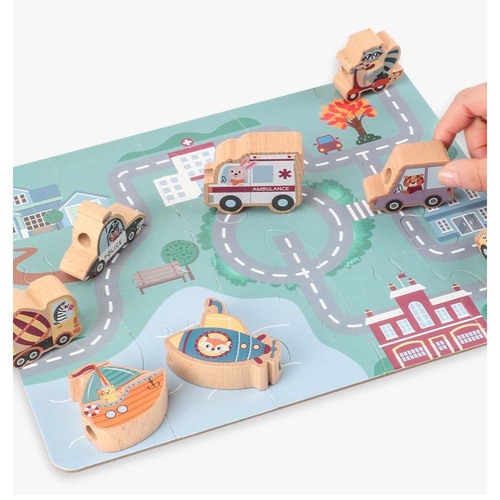 Joc Montessori de snuruit, Vehicule de transport, 12 piese