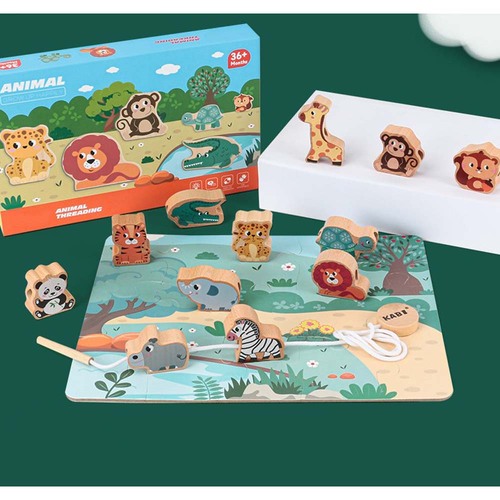 Joc Montessori de snuruit, Animalute salbatice, 12 piese