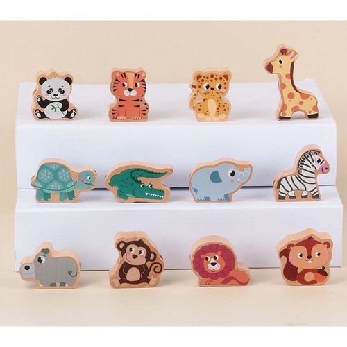 Joc Montessori de snuruit, Animalute salbatice, 12 piese