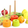 Joc stivuire din lemn 3 in 1 Turnul Fructelor Vesele