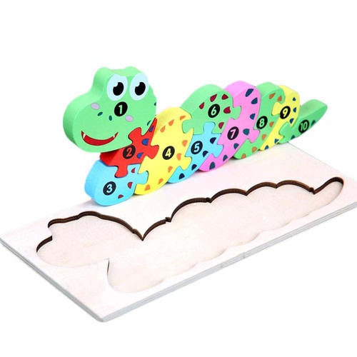 Jucarie educativa, puzzle lemn incastru, Serpisor cu cifre,10 piese