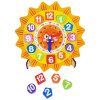 Ceas din lemn pentru copii, Puzzle Sunflower Clock cu forme geometrice