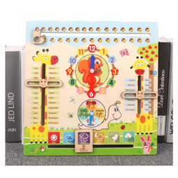 Jucarie educativa din lemn Montessori, Ceas si Calendar - Anotimpuri, Luni, Zile, Data Si Ora