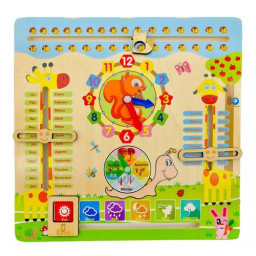 Jucarie educativa din lemn Montessori, Ceas si Calendar - Anotimpuri, Luni, Zile, Data Si Ora