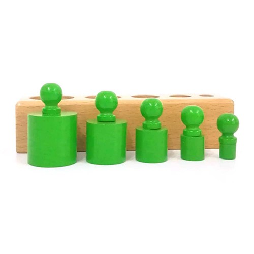 Cilindrii Montessori – 4 seturi cilindri din lemn colorati