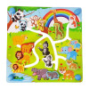 Puzzle Labirint din lemn cu doua fete - numere si animalele junglei in format 3D