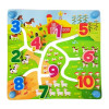 Puzzle Labirint din lemn cu doua fete - numere si animalele junglei in format 3D